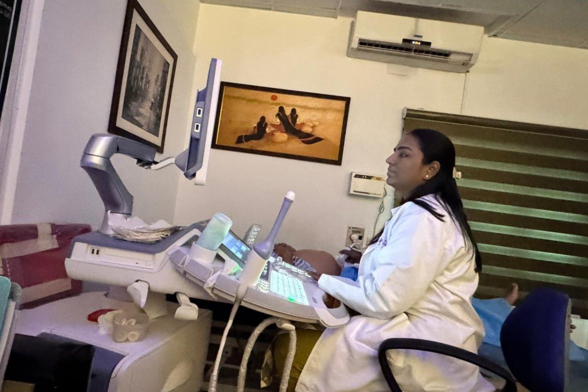 Doctor Practicing Ultrasound Scan