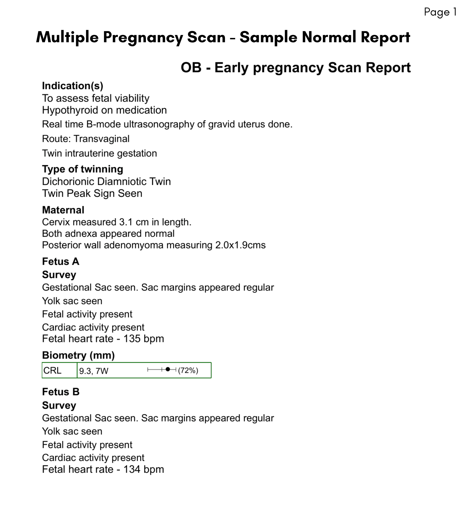 Normal Report Sample